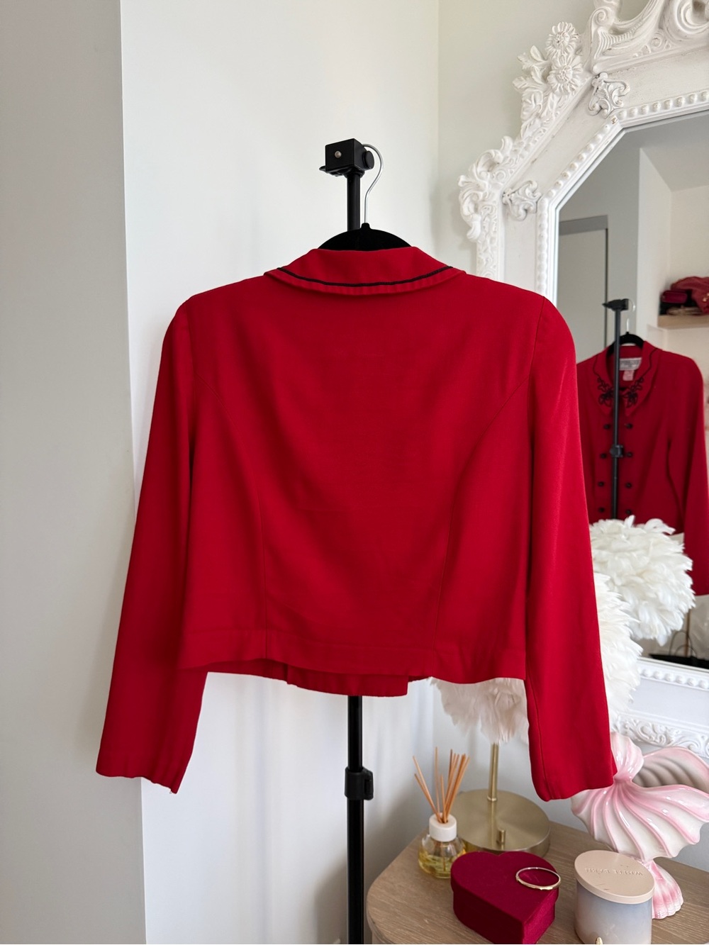 Vintage Jessica Howard Red Embroidered Cropped Jacket - Picture 3 of 16